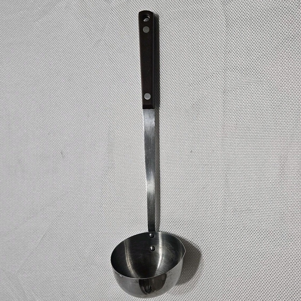 Pyramid Stainless Steel Soup Ladle Wood Handle Japan Vintage Mid Century Modern